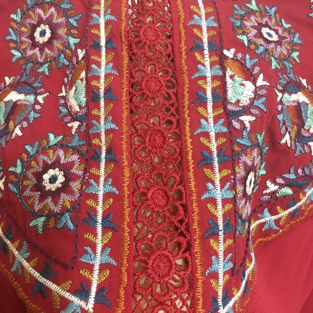 Red Embroidered Top - Picture 5 of 8